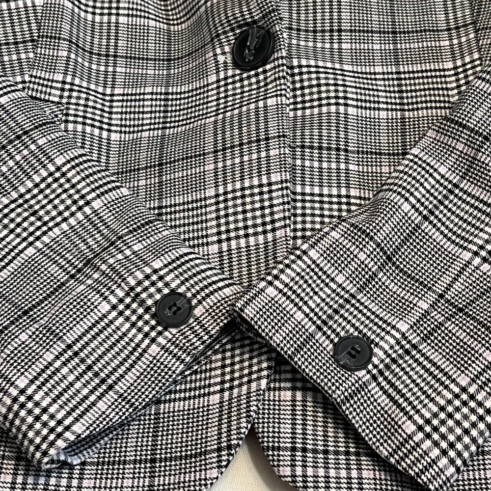 NWT Jujes & Leopold Women's Blazer Button Gray Plaid Size Small Jacket Collared - Picture 4 of 10